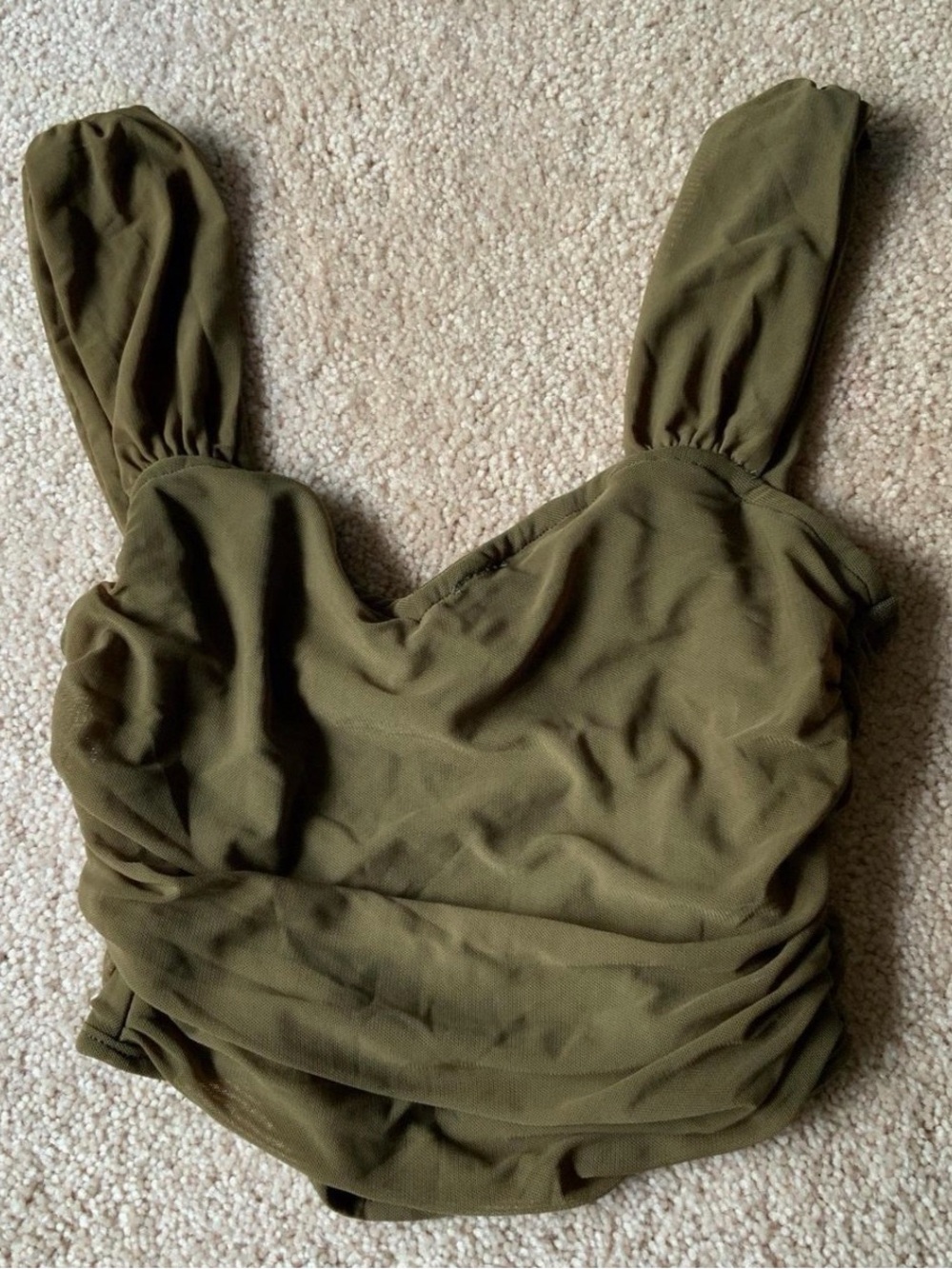 SHEIN Olive Green Ruched Wide-Strap Tank Top